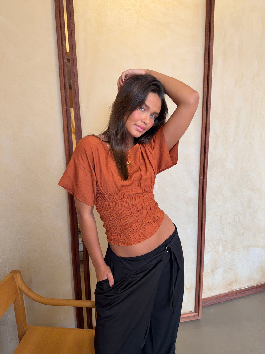 Sina top med smock - Orange