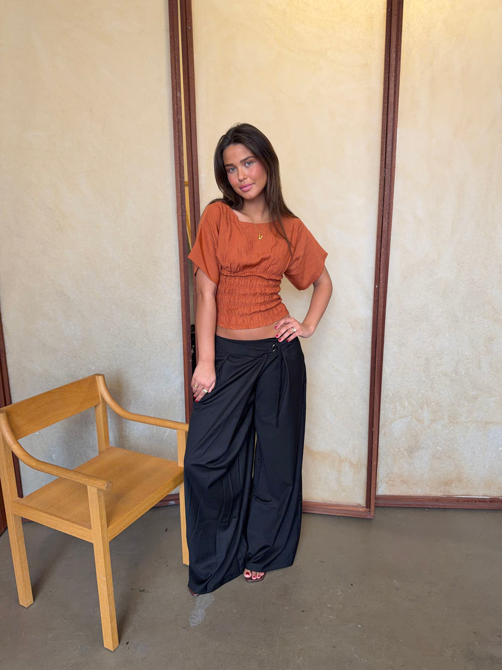 Sina top med smock - Orange