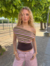 Zuloa top med striber - Lyserød/grøn/brun