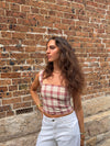 Maren top med tern - Rød/off white
