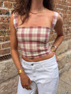 Maren top med tern - Rød/off white