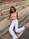 Maren top med tern - Rød/off white
