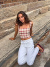 Maren top med tern - Rød/off white