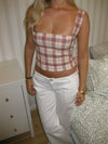 Maren top med tern - Rød/off white