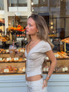 Malin Tomkins top med tern - Beige/hvid