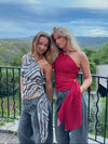 Orlane one shoulder top med zebra print - Rød
