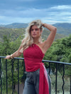 Orlane one shoulder top med zebra print - Rød