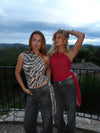 Orlane one shoulder top med zebra print - Rød