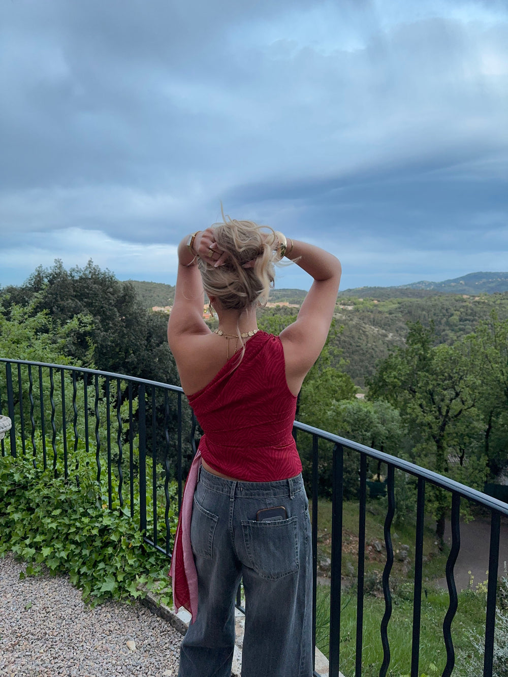 Orlane one shoulder top med zebra print - Rød