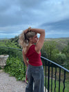 Orlane one shoulder top med zebra print - Rød