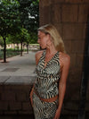 Blancine top med zebra print - Sort/beige