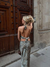 Blancine top med zebra print - Sort/beige