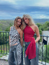 Orlane one shoulder top med zebra print - Sort/hvid