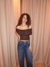 Celora off shoulder top - Brun