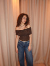 Celora off shoulder top - Brun