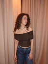 Celora off shoulder top - Brun