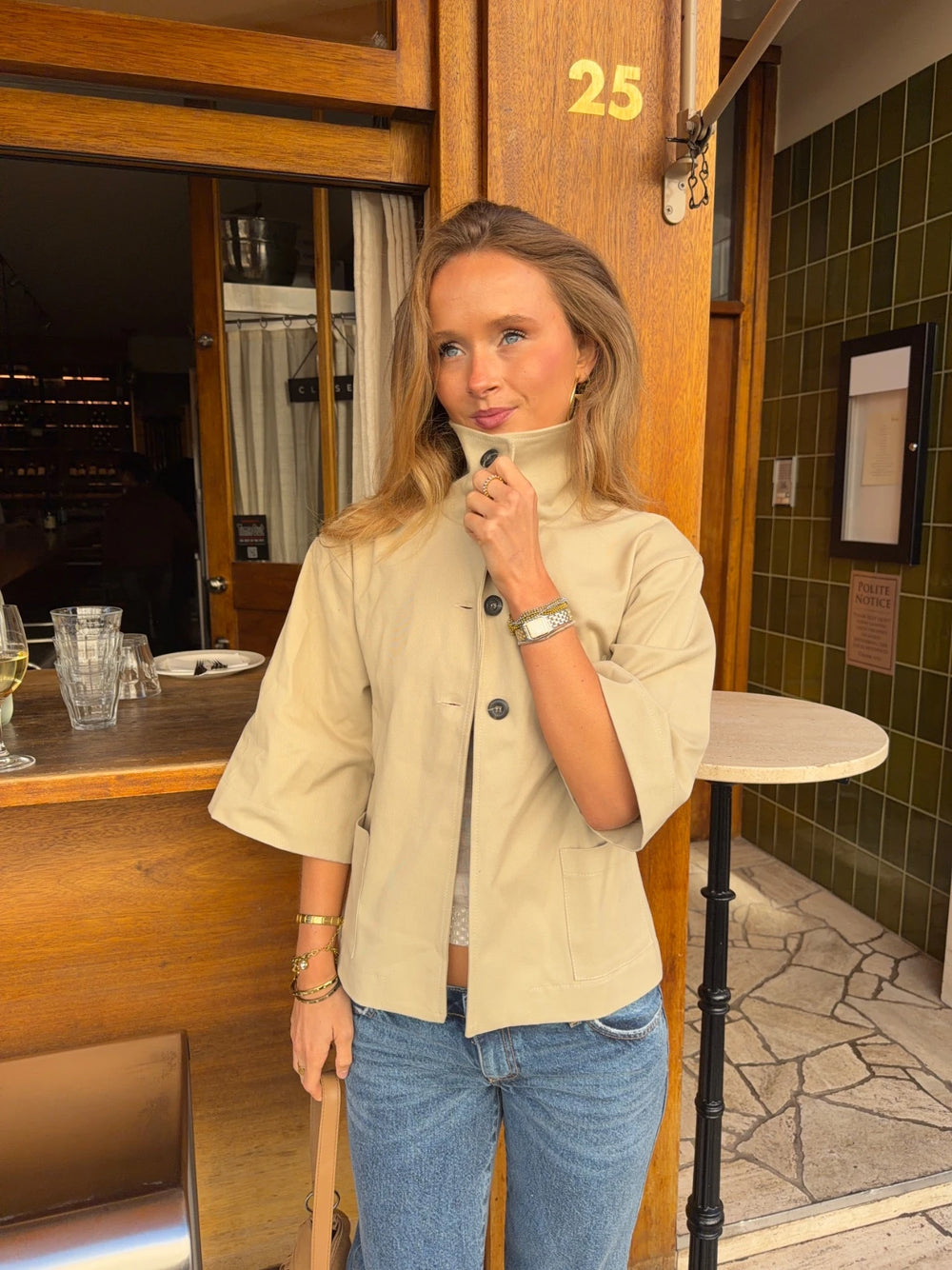 Malin Tomkins trekvartærmet jakke - Beige
