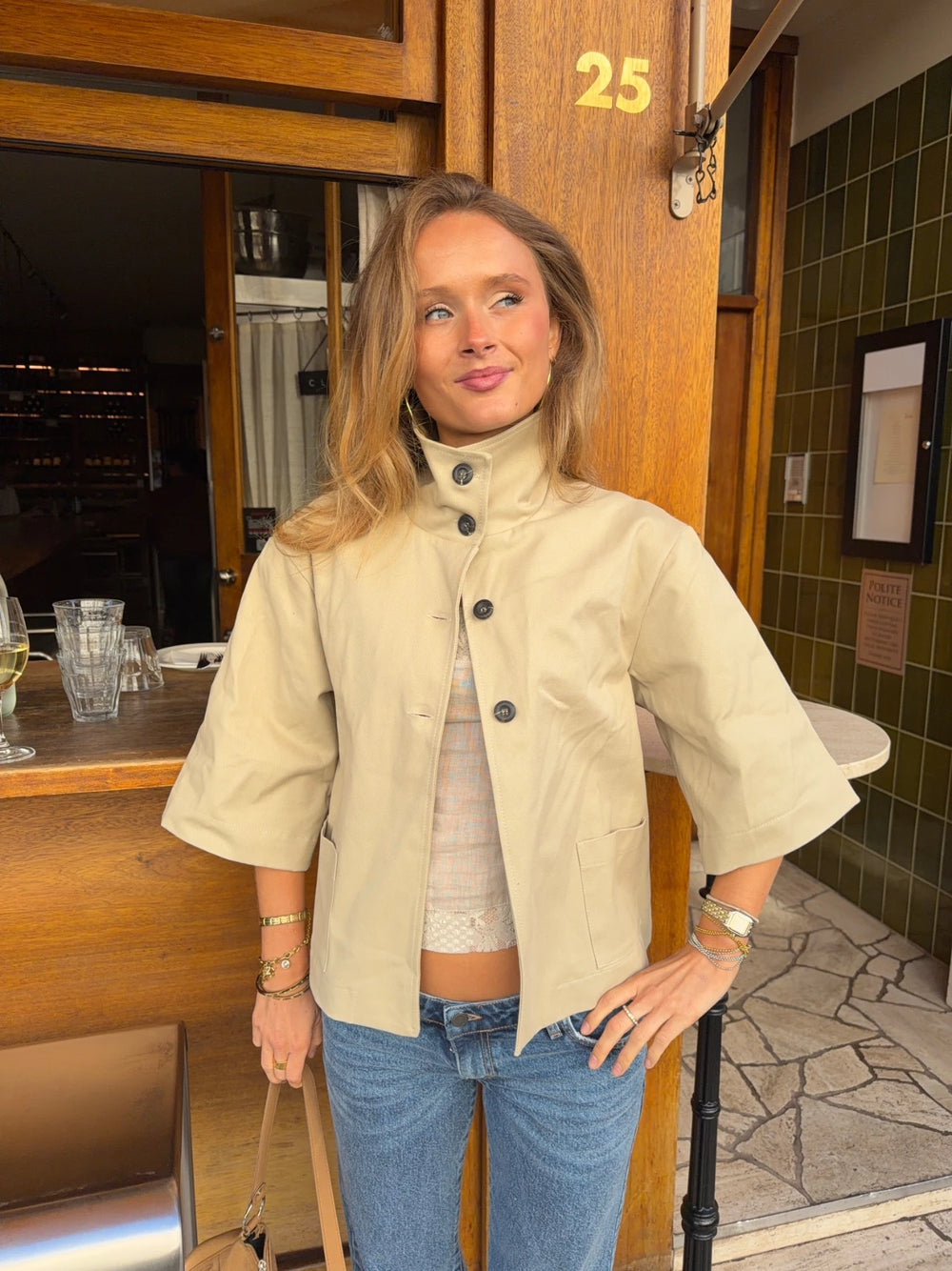 Malin Tomkins trekvartærmet jakke - Beige