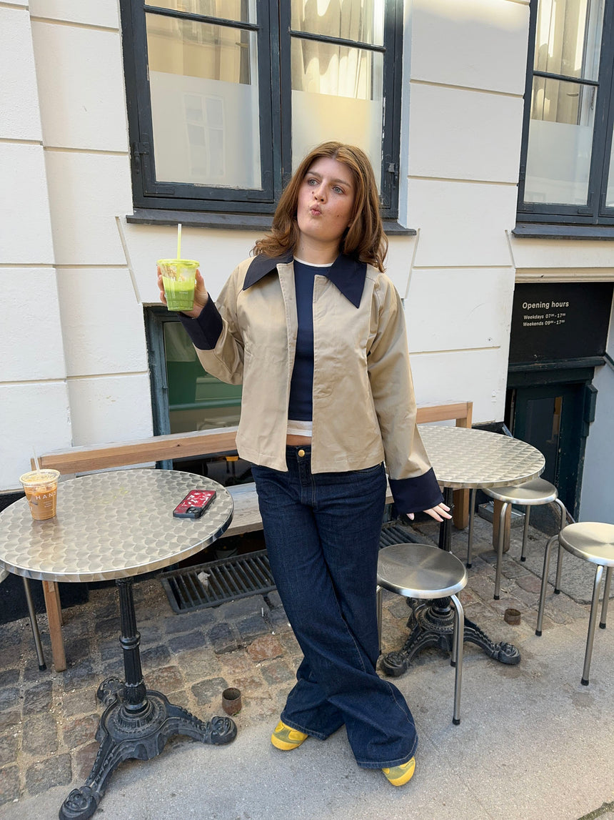 Noami trenchcoat med krave - Beige/navy