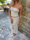 Fiorella tube top med blonder - Hvid/beige