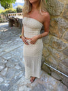 Fiorella tube top med blonder - Hvid/beige