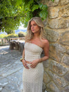 Fiorella tube top med blonder - Hvid/beige