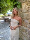 Fiorella tube top med blonder - Hvid/beige
