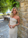 Fiorella tube top med blonder - Hvid/beige