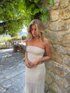 Fiorella tube top med blonder - Hvid/beige