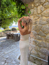 Fiorella tube top med blonder - Hvid/beige