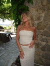 Fiorella tube top med blonder - Hvid/beige
