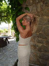 Fiorella tube top med blonder - Hvid/beige