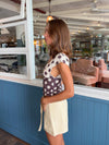 Nickeline v-neck top med polkaprikker - Brun/off white