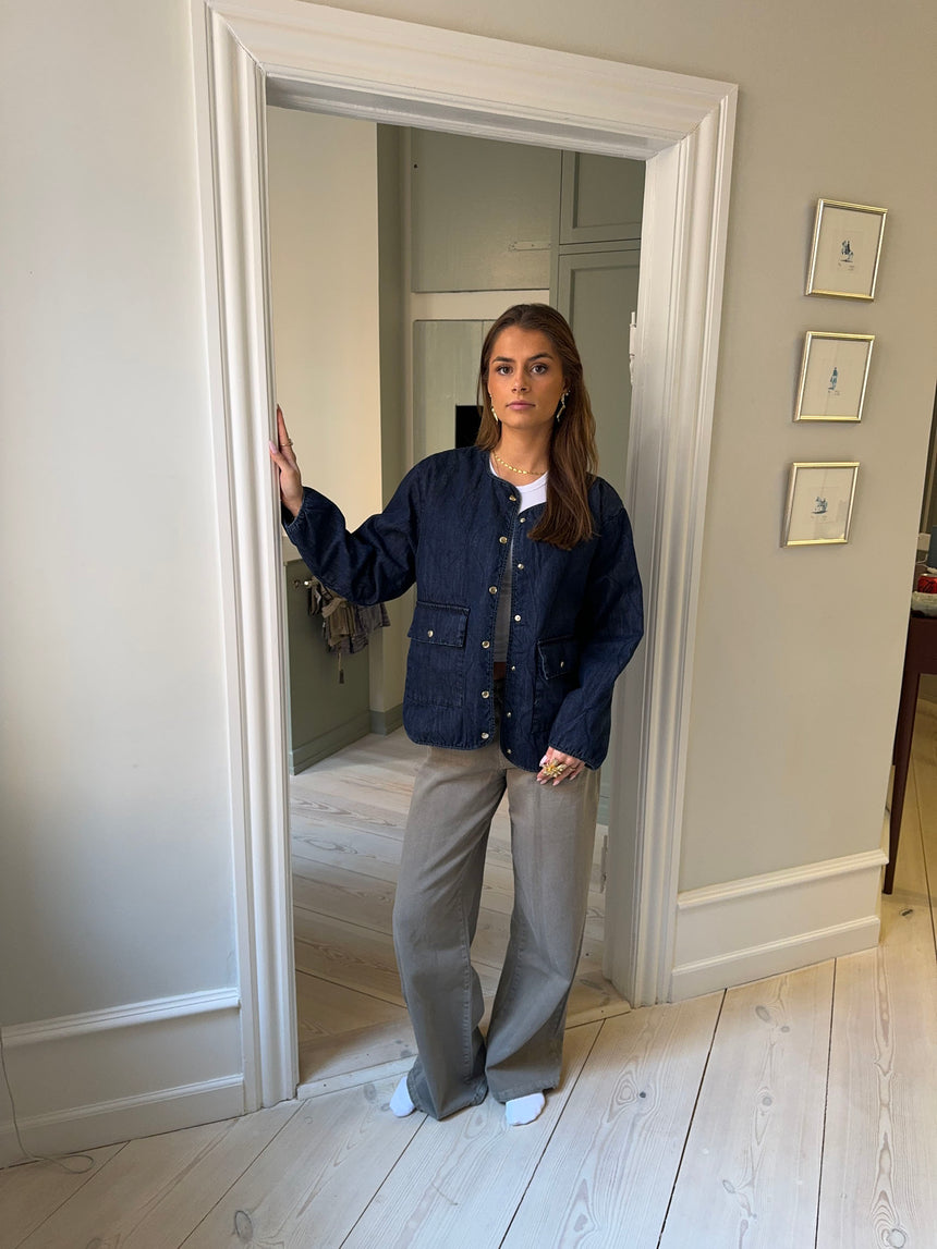 Alucia vatteret denim jakke - Mørkeblå