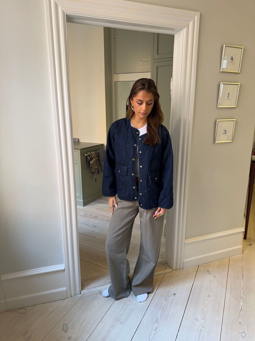 Alucia vatteret denim jakke - Mørkeblå