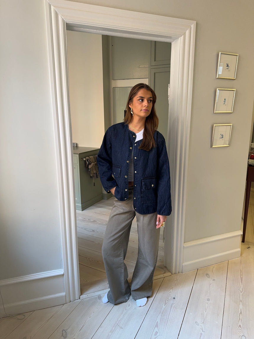 Alucia vatteret denim jakke - Mørkeblå