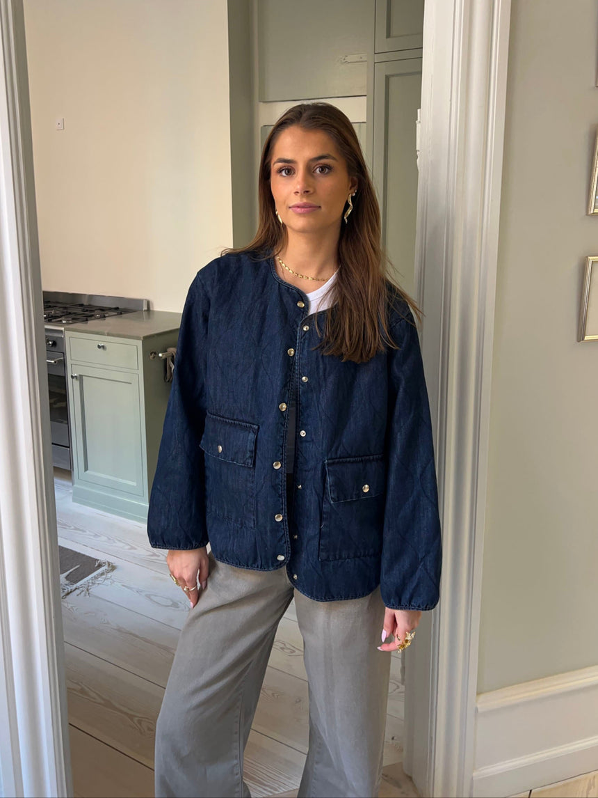 Alucia vatteret denim jakke - Mørkeblå