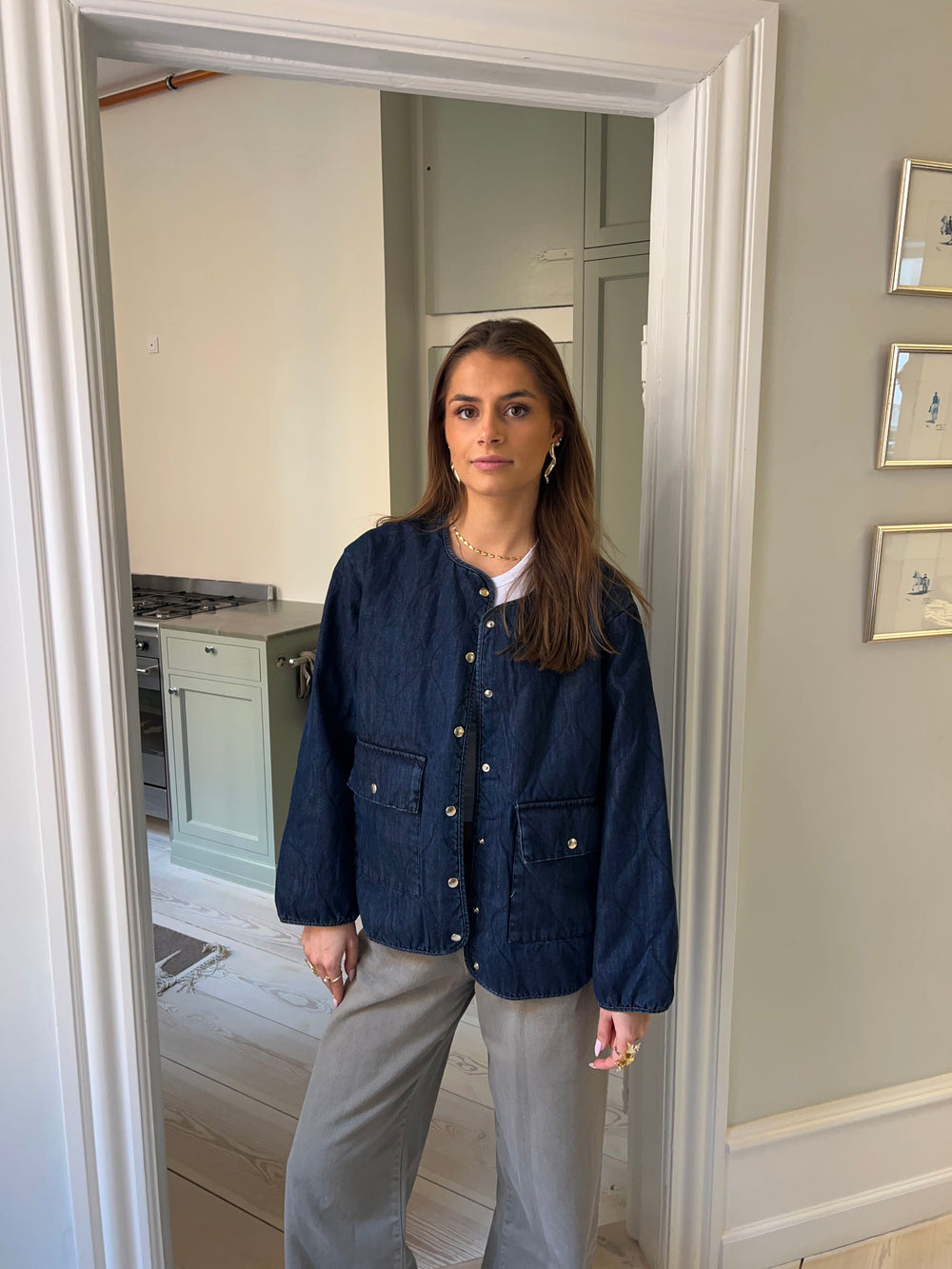 Alucia vatteret denim jakke - Mørkeblå