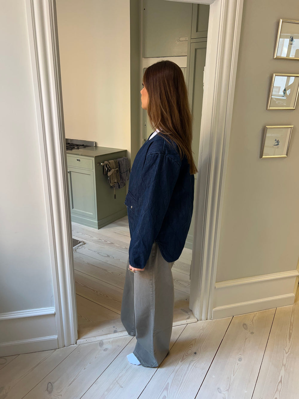 Alucia vatteret denim jakke - Mørkeblå