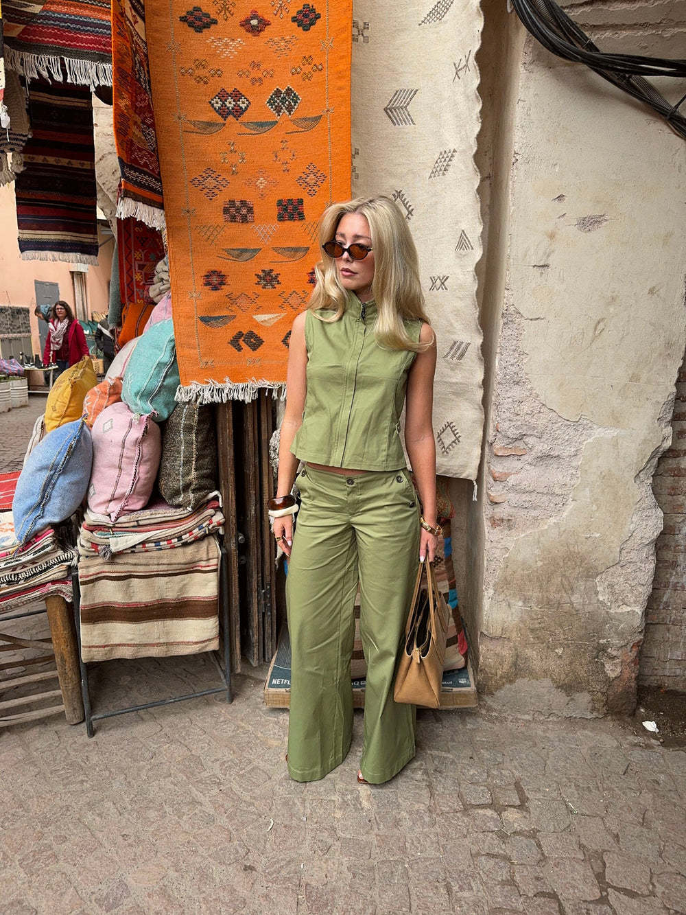 Armina vest med detaljer - Grøn