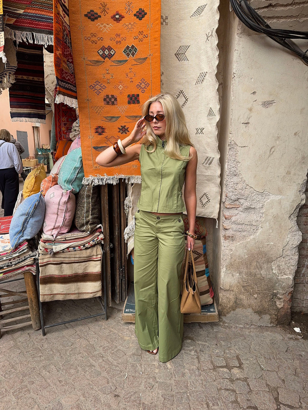 Armina vest med detaljer - Grøn