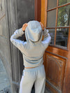 Oba zip hoodie med blonder - Grå/hvid