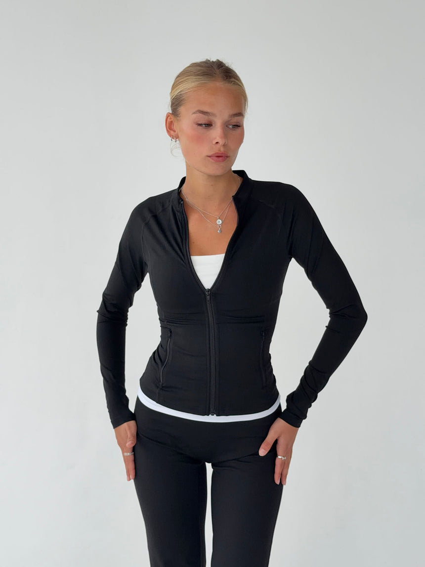 Essential zip up jakke - Jet black