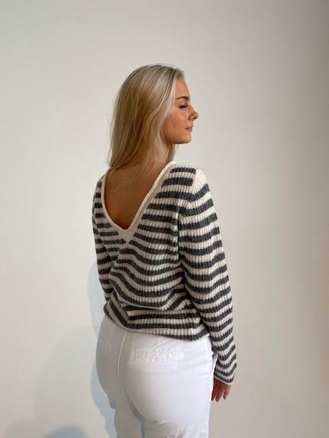Leona striktrøje - grå og beige