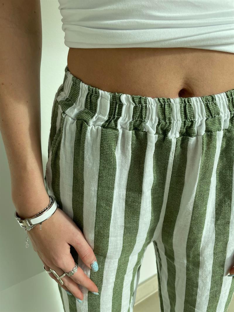 hør bukser med bred stribe - – Design By Si