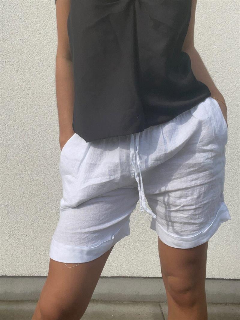 Aino hør shorts - Hvid