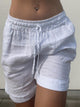 Aino hør shorts - Hvid