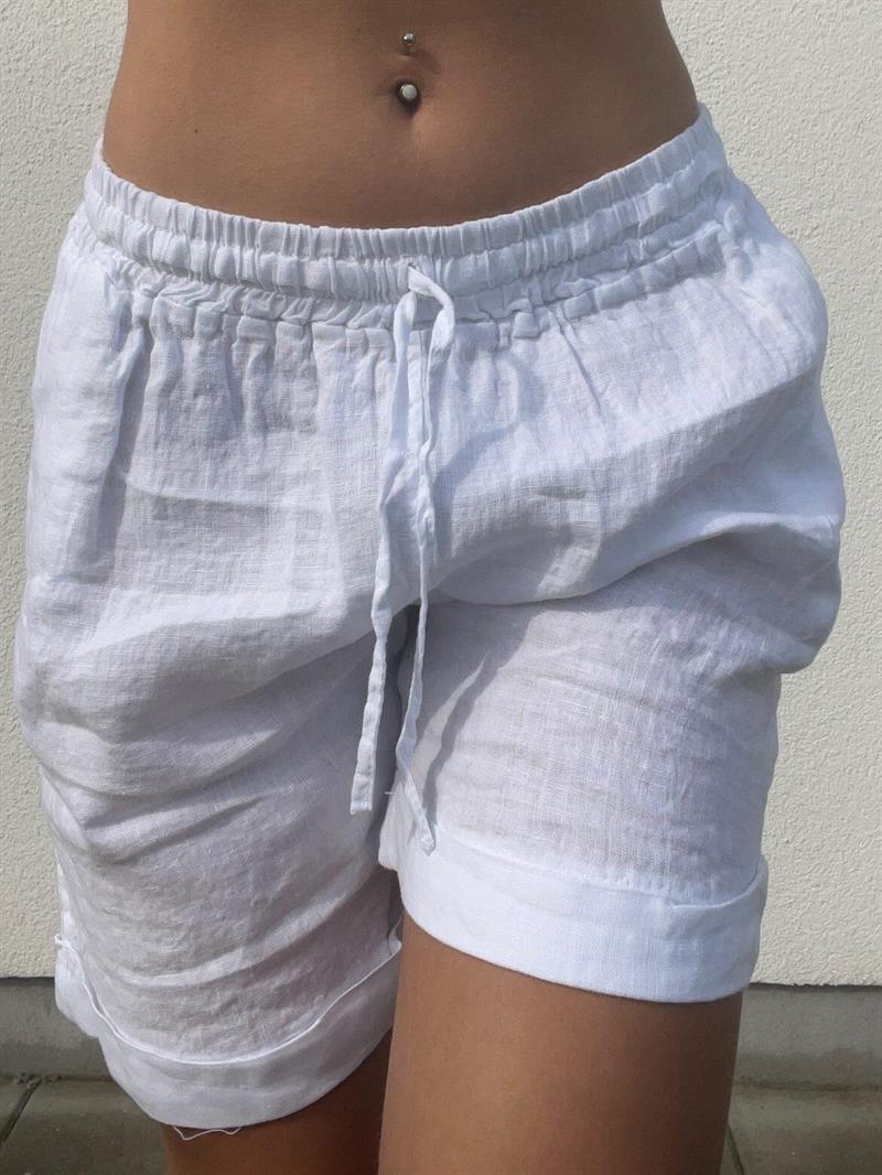 Aino hør shorts - Hvid