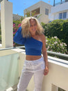Samira one shoulder bluse - blå