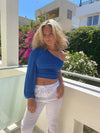 Samira one shoulder bluse - blå